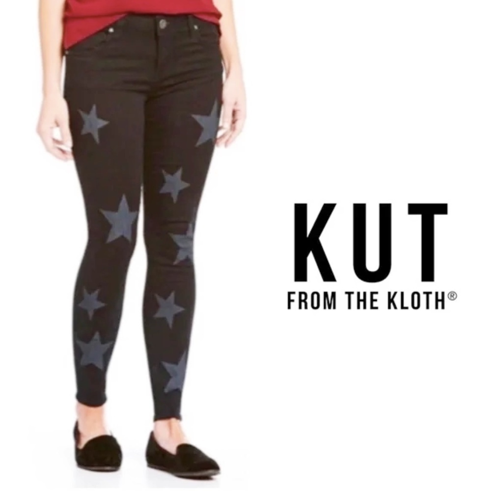 KUT FROM THE KLOTH "Mia Toothpick Skinny" Jeans with Five Point Stars​​​…​